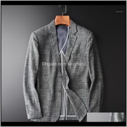 Suits Blazers Mens Clothing Apparel Drop Delivery 2021 Minglu Men Casual Summer Thin Plus Size 4Xl Slim Fit Grey Blazer Man Cotton And Linen