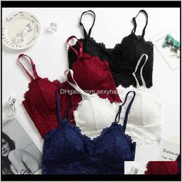 Bras Underwear Apparel Drop Delivery 2021 Arrival Wireless Women Full Cup Sexy Lace Push Up Bra For Womens Plus Size Soft Bralette Solid Whit