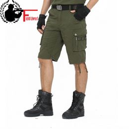 Long Cargo Shorts Men Brand Men's Military Capris Summer Big Plus Size Army Knee Length Trousers Casual Male Tactical style 210518