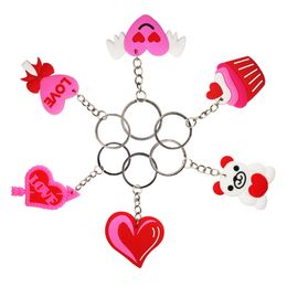 Valentine's Day Gift Romantic Couple Keychain Pendant Bear Cake Heart Shaped Key Chain Luggage Decoration Keyring