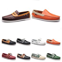 159 Mens casual shoes leather British style black white brown green yellow red fashion outdoor comfortable breathable