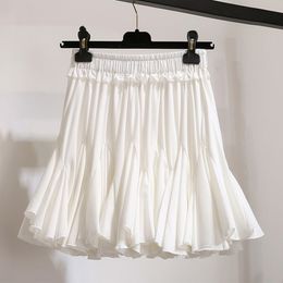 White Black Chiffon Summer Shorts Skirt Women Fashion Korean High Waist Tutu Pleated Skirts Mini Sun School Skirt Female 210521