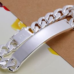 10 Mm Chain Bracelet Men's Wholesale N925 Silver Colour Fashion Bracelet Jewellery N925 Bracelet Q0719