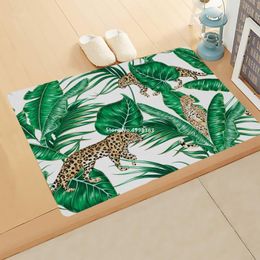 Carpets Green Banana Leaves Mat Tropical Plants Palm Tree Bathroom Rug Rainforest Doormat Area Bedroom Carpet Balcony Outdoor