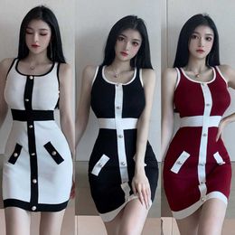 summer Elegant women Sleeveless Knitted Dres Stretch Bodycon Dresses Pencil Vestido 210531