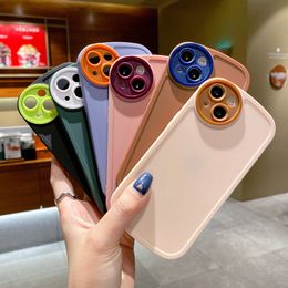 Circle camera hole candy color contrast phone Cases For iPhone 13 12 mini 11 Pro X XS MAX XR soft Protection Innovative design Fitted Case cover women girl