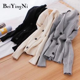 Beiyingni Female Cardigan Single-breasted Chic Loose Korean Sweater Women Autumn Winter Knitted Sweaters Outwear Cardigans Tops 210416