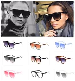 Wholesale Fashion Sunglasses Women Vintage Retro Flat Top Oversized Sun Glasses Square Pilot Luxury Designer Large Black Shades