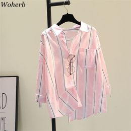 Women Shirts Spring Cotton Long-sleeve Pleated Blouse Casual Turn Down Collar Students Loose Tops Blusas Mujer 4l250 210519