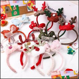 Hair Aessories Baby, Kids & Maternity 1Pcs Winter Christmas Headband Three-Nsional Bow Plush Lovely Antler Headwear Womens Fashion Drop Deli