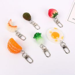 Simulation Fruit Food Orange Keychain Key ring For Women Girl Jewellery Cartoon Dumplings Handbag Key Holder Decoration