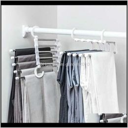 Hangers & 1Pc 5 Tier Multi-Function Portable Pants Racks Trousers Hanger Clothes Storage Drying Stainless Steel Wyltj Dnmht