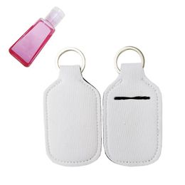 Blank White For Sublimation 30ml/1oz Antibacterial Hand Gel Holder Keychain Neoprene Hand Sanitizer Bottle Holder with Empty Bottle 2021