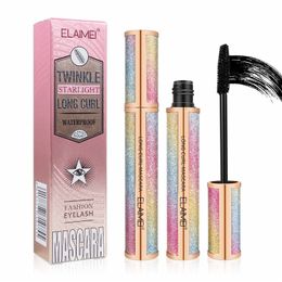 ELAIMEI 4D Volym Vattentät Silk Curl Fiber Lash Mascara Starry Eyelash Extension Black Tjock Mascaras Kosmetika