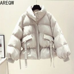 Women's Clothing Solid Cotton Parkas Outwear Korean Style Autumn Winter Oversized Coats Puffer Jacket 211221