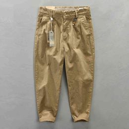 Cargo Pants Men Solid Colour Casual Fashion Loose Trousers Male Japanese Streetwear Pants Wild Cotton Trouser 210421