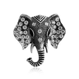 Pins, Brooches 1pc Elephant Brooch For Man Rhinestone Vintage Metal Gold Colour Scarf Buckle Pin Up Womens Jewellery Vestidos