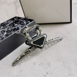 Simple Metal Claw Clip Silver Plated Clamps Design Triangle Badge Hair Clips Casual Ponytail Hairpin