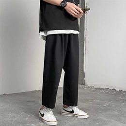 HybSkr Men's Black White Straight Pants Fashion Woman Casual Wide Leg Pants Classic Vintage Trousers Male 211201