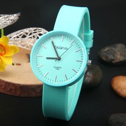 Fashion Korean Candy Colour Student Watches Cute Silicone Simple Women Casual Sport Dress Wristwatches Gift Watch