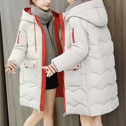 Winter Women Jacket Coats Long Parkas Female Down Cotton Hooded Overcoat Thick Warm Jackets Plus Size Casual Student Coat 211216