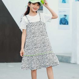 2021 Summer Teens Girls Sleeveless Dress Clothing Sundress Yellow White Ruffles Cotton Dresses For Girl Fashion Holiday Dress Q0716