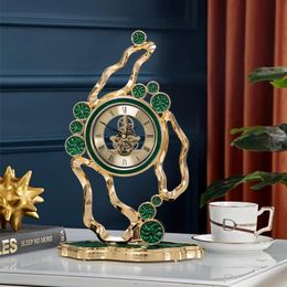 Desk & Table Clocks Light Luxury Style Enamel Clock European Mechanical Gear Desktop Creative Sitting Pendulum