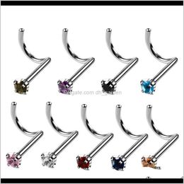 Rings & Studs Body Drop Delivery 2021 Zircon Gem Bone Stud Piercing Earring Anodized Rose Gold Colour Ring Prong Cz Nose Jewellery Ipj5Z