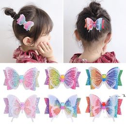 8 Colours Party gift 3.5 Inch Mermaid Unicorn Girls Hairclips Butterfly Headband Hairbows Kids Girl Hair Accessories T9I001359