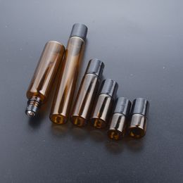 50pcs/Lot 1/2/3/5/10ml Clear / Amber Glass Roll on Bottle with Glass/Metal Ball Perfume Bottle