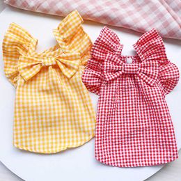 Summer Dog for Dogs Skirt Princess Teddy Grid Dress Clothes Puppy Costume Spring Pet Clothing XS-XL