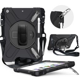 Hybrid Full Body Military Grade Heavy Duty Shockproof Robot Cases Kids Proof Rugged Handle Grip Stand Nylon Strap For iPad 10.2 2021 Air 2 Air2 Pro 9.7