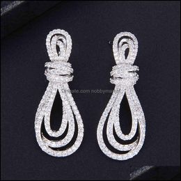 Stud Earrings Jewellery Cute Irregar Knot Shape Hollow Fl Cz For Bridal Engagement 210323 Drop Delivery 2021 Vhk2U