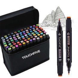 24/30/40/60/80 Colors Dual Headed Art Markers Set Alcohol Based Drawing Pen Manga Sketch Marker Design Pens 211104