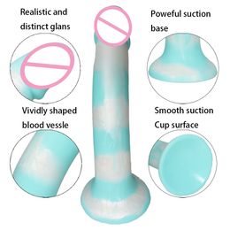 Nxy Sex Products Dildos Soft Silicone Penis Realistic Dildo with Suction Toys for Women Grand Anal Plug Flirting Masturbation Products g Spot 1216