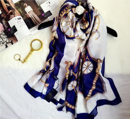 2021 spring and autumn new wheel print sunscreen silk scarf women's thin artificial silk scarf wild air conditioning shawl wholesale