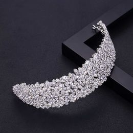 jankelly Fashion Ladies Wedding Headpieces With cube zircon Wholesale Bridal Hair Accessories Headdress Bridal Hair Tiaras X0625