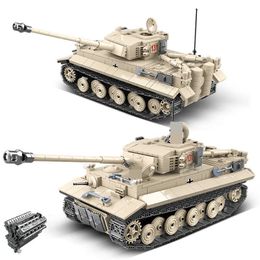 1018pcs WW2 Tiger 131 heavy Tank City Military German Tank building blocks Bricks Soldier Amry Weapon Figures gifts for children Q0624