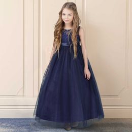 Flower Girl Dress Princess Pageant Formal Party Dresses Sleeveless Kid Girls Wedding Party Prom Gown Children Christmas Clothes Q0716