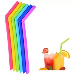 Silicone Straw Reusable Silicone Flexible Bend Smoothies Straws Drinks shop Kitchen Environment-friendly Colorful Straws straight