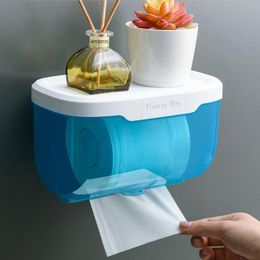 Toilet Paper Holders Wall Mount Bathroom Tissue Storage Box Punch-Free Home Supplies Phone Rack Case Holder Waterproof Shelf Organizer