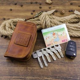 Men Genuine Leather Vintage Key Bag Wallet Money Clip