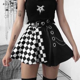 Gothic Traf High-waisted Pleated Skirt Y2k Harajuku Vintage Aesthetic Women Moto & Biker Skirts For E Girl Punk Clothing QY21059 210712