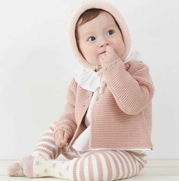 Baby Girl Cardigan Wiosna Jesień Dzianie Wełny Moda Z Długim Rękawem Sweter Dzieci Płaszcz Odzież 0-3y E8310 210610