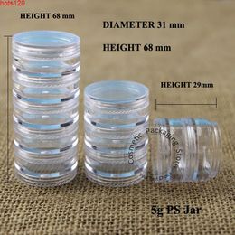 5*5g PS Cream Jar Refillable Bottle portable cream cosmetic container stackable travel kit 50PCS/LOThood qty