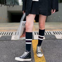 Socks & Hosiery PEONFLY 1 Pair Women Colorful Leg Sock Autumn Winter Thigh High Vintage Striped Pattern Calcetines Mujer
