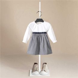 2020 Summer Girls Dresses Kids Plaid Elegant Princess Dress Baby Girl Flower Printed Dress 2 3 4 5 6 Years Children't Clothing Q0716