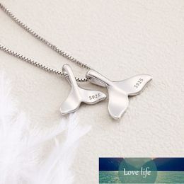 100% 925 Sterling Silber Doppel Whale Tail Halsketten Anhänger Für Frauen Flyleaf Kreative Dame Mode Schmuck