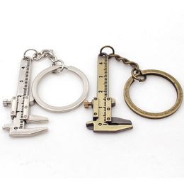 10Pieces/Lot New Car Key Tiny Vernier Calliper Keychain Movable Measuring Gauge Keyring Simulation Ruler Portable Gadget Key Chains