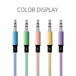 1m Nylon Jack Aux Cable 3.5 mm to 3.5mm Audio Aux Cable for MP3/MP4 Headphone Speaker